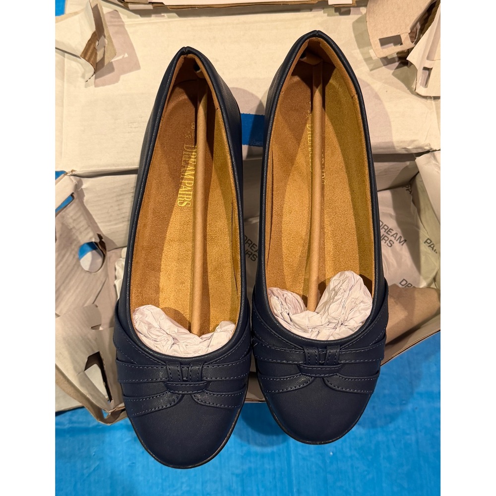 Dream Pairs Womens Navy Blue Ballet Flats Round Toe Slip On Comfort Shoes Size 8